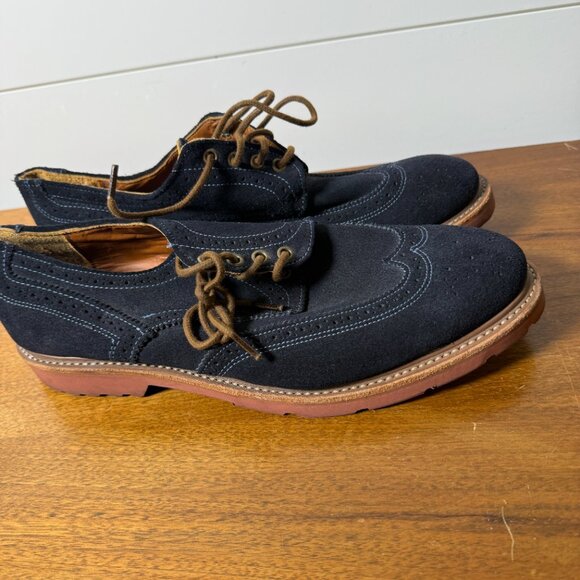 Walk Over Navy Franklin Suede Wingtip Shoes WM5011 Size 12M Vibram Gumlite - Picture 5 of 12